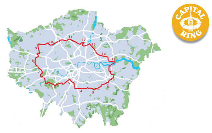 Walking - Capital Ring map and logo