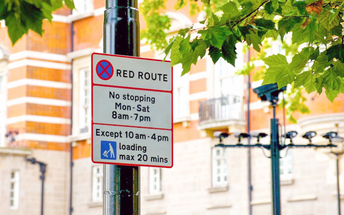 Red route sign